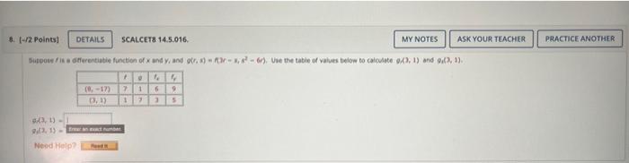Practice Another 8 1 12 Points Details Scalcet 14 5 016 My Notes Ask Your Teacher Dispose Diferentiatie Function Of X 1