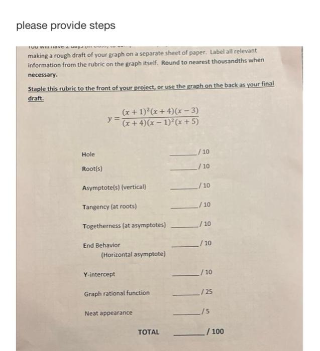 Please Provide Steps Tuu Whitove Making A Rough Draft Of Your Graph On A Separate Sheet Of Paper Label All Relevant I 1