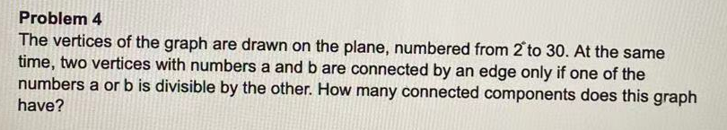 Problem 4 The Vertices Of The Graph Are Drawn On The Plane Numbered From 2 To 30 At The Same Time Two Vertices With N 1