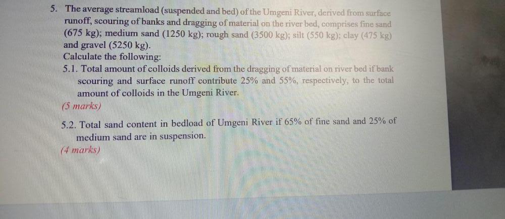 5 The Average Streamload Suspended And Bed Of The Umgeni River Derived From Surface Runoff Scouring Of Banks And Dr 1