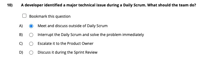 A Developer Identified A Major Technical Issue During A Daily Scrum What Should The Team Do