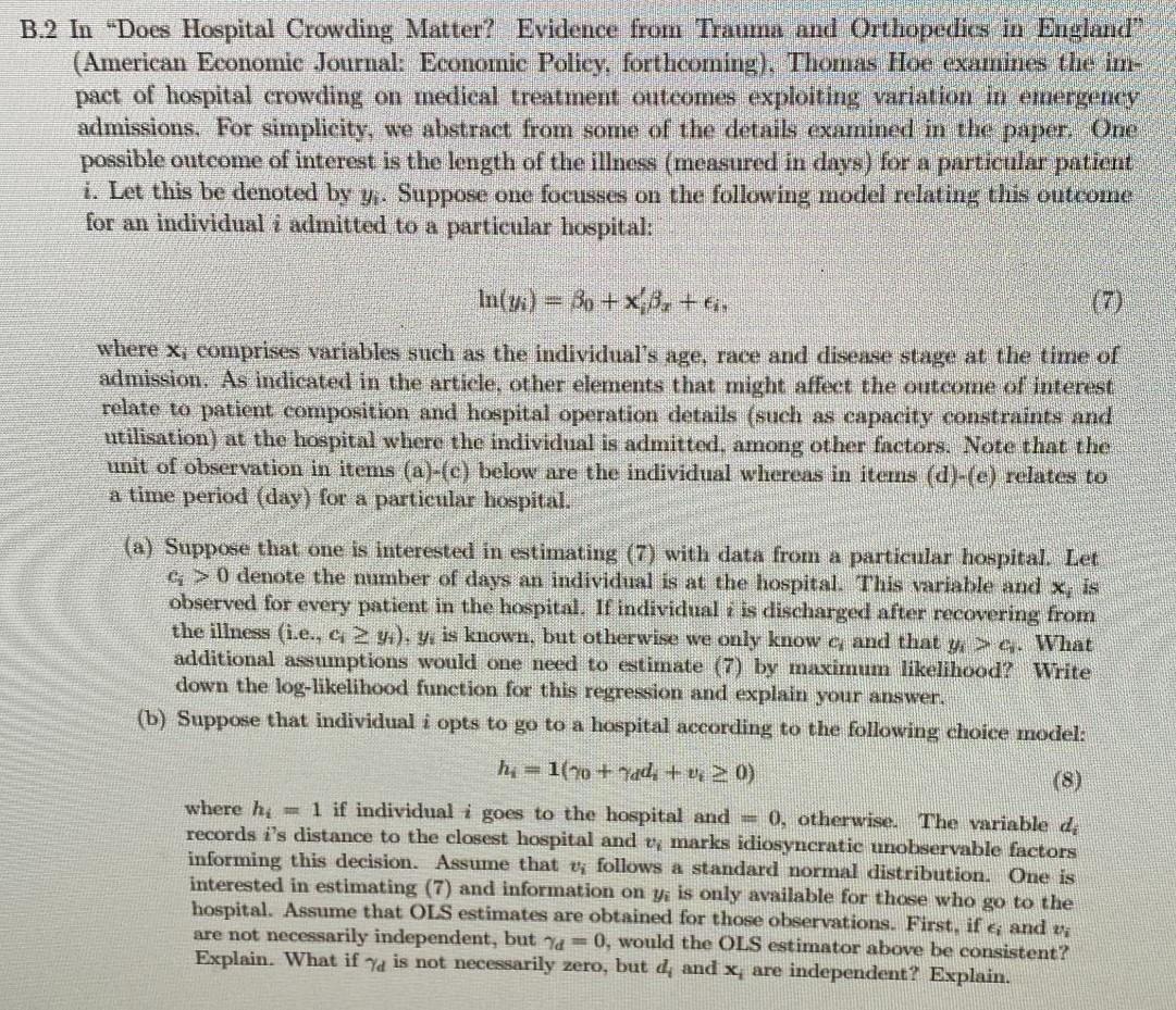 B 2 In Does Hospital Crowding Matter Evidence From Trauma And Orthopedics In England American Economic Journal Econ 1