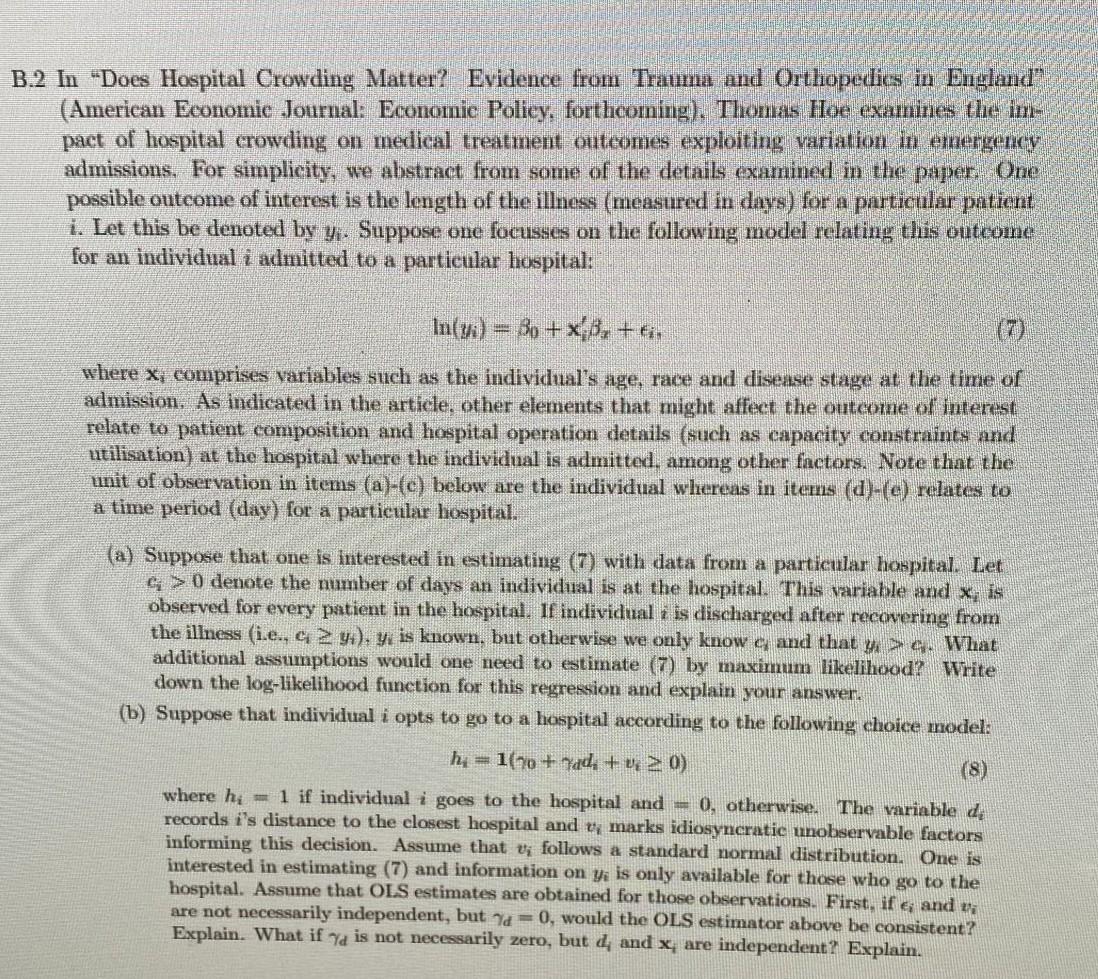 B 2 In Does Hospital Crowding Matter Evidence From Trauma And Orthopedics In England American Economic Journal Eco 1
