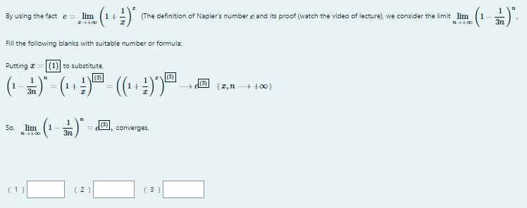 By Using The Fact E Lim 1 400 1 5 The Definition Of Napier S Number E And Its Proof Watch The Video Of Lecture 1