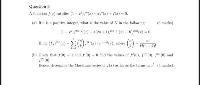 Question 9 A Function R Satisfies 1 12 2f X F X 0 A If N Is A Positive Integer What Is The Value 1