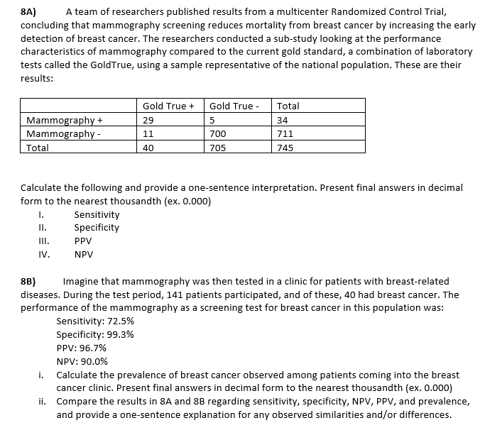 8a A Team Of Researchers Published Results From A Multicenter Randomized Control Trial Concluding That Mammography Scr 1