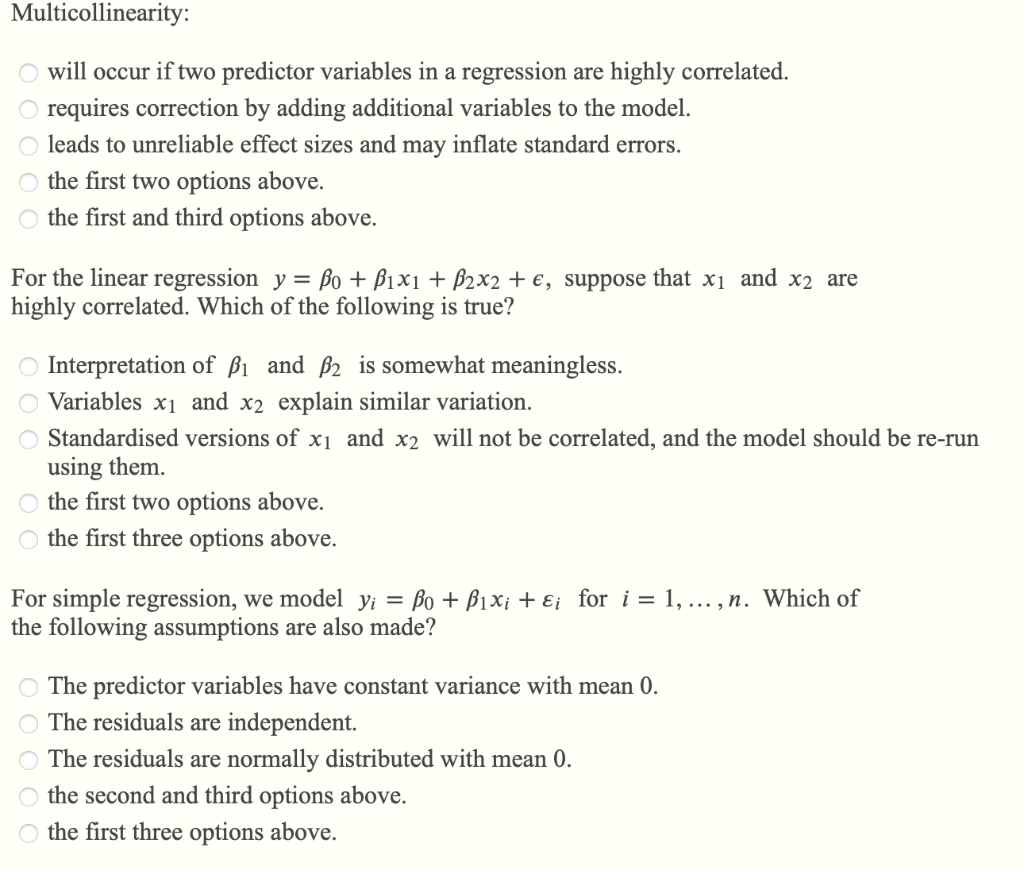 Multicollinearity Will Occur If Two Predictor Variables In A Regression Are Highly Correlated O Requires Correction By 1