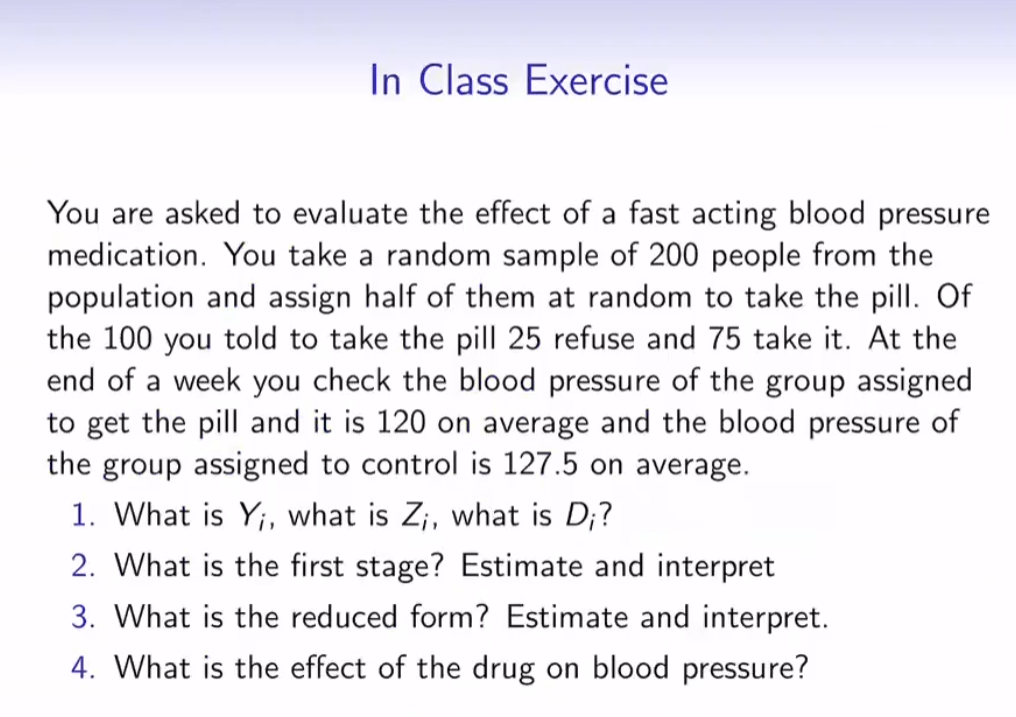 In Class Exercise A You Are Asked To Evaluate The Effect Of A Fast Acting Blood Pressure Medication You Take A Random S 1