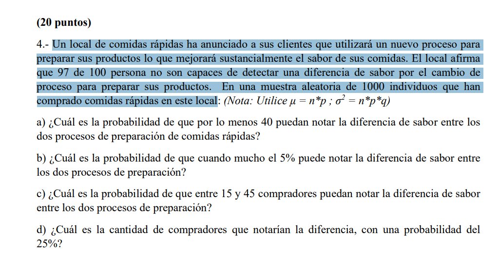20 Puntos 4 Un Local De Comidas Rapidas Ha Anunciado A Sus Clientes Que Utilizara Un Nuevo Proceso Para Preparar S 1