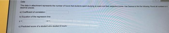 The Data In Attachment Represents The Number Of Hours That Students Spent Studying An Exam And Their Respective Scores 1