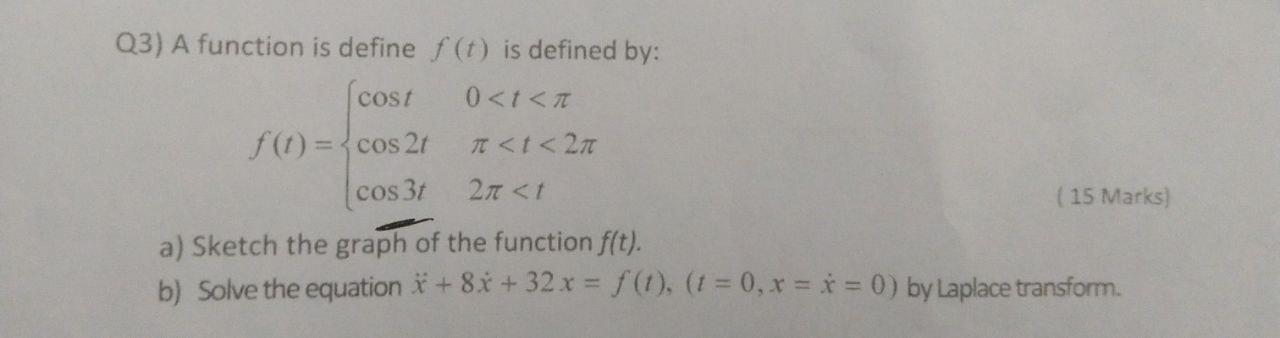 Please Solve Part B Of The Question Below By Laplace Transform 1