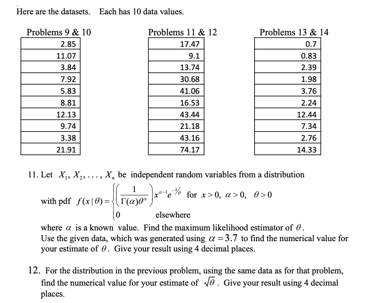 Here Are The Datasets Each Has 10 Data Values Problems 9 10 2 85 Problems 13 14 0 7 Problems 11 12 17 47 9 1 13 1