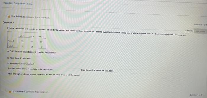 Question Completion Status Ad Submit To Complete This Ant Question 1 Que In Die Below Are Indicated The Number Of Stuurt 1