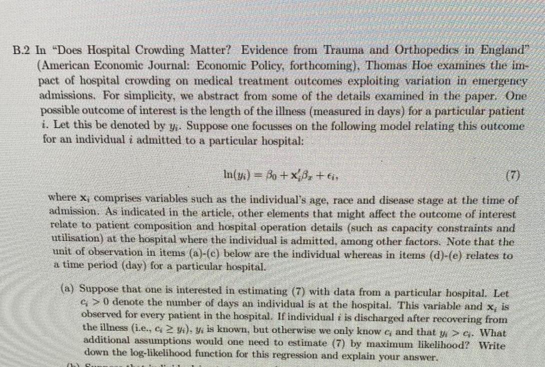 B 2 In Does Hospital Crowding Matter Evidence From Trauma And Orthopedics In England American Economic Journal Econo 1