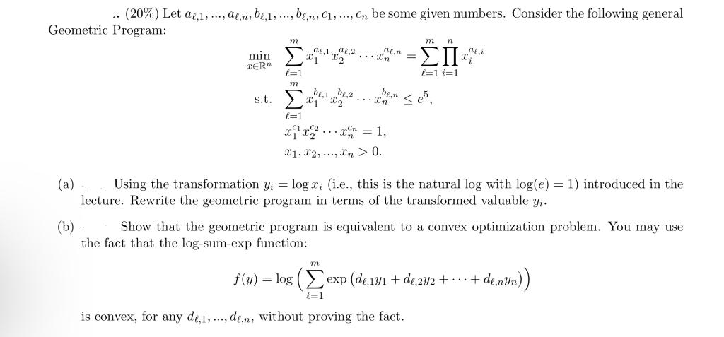 20 Let 1 1 01 N 62 1 B N C1 Cn Be Some Given Numbers Consider The Following General Geometric P 1