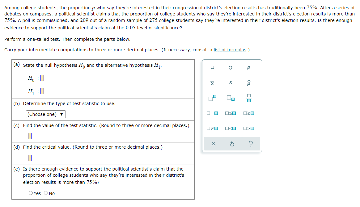 Among College Students The Proportion P Who Say They Re Interested In Their Congressional District S Election Results H 1