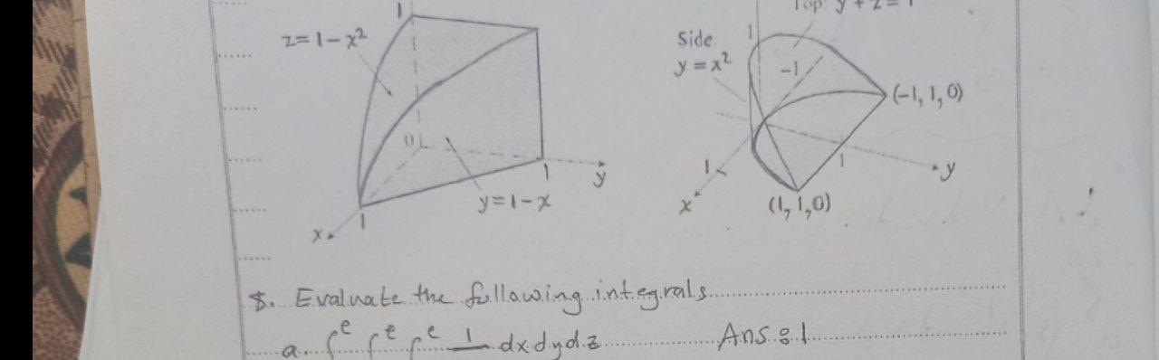 2 1 Side Y X 1 10 Ol Y Y 1 X 110 S Evaluate The Following Integral Pepepet Dx Dydia Ansat 1