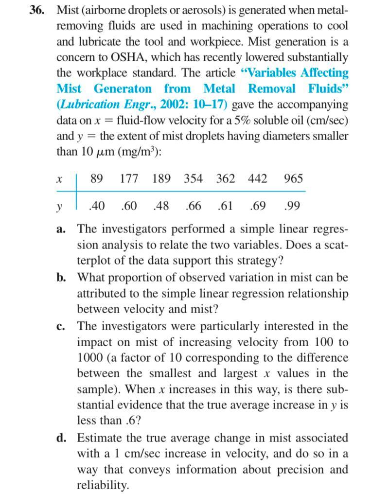 36 Mist Airborne Droplets Or Aerosols Is Generated When Metal Removing Fluids Are Used In Machining Operations To Co 1