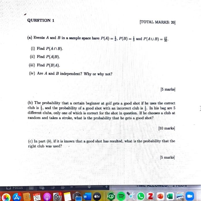 Question 2 Total Marks 201 N Consider The Function 0 Otherwise 1 What Properties Must Have In Order To Be A Valid 2