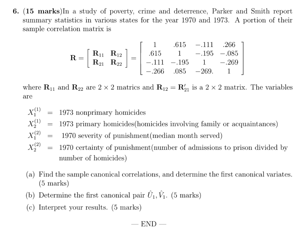 6 15 Marks In A Study Of Poverty Crime And Deterrence Parker And Smith Report Summary Statistics In Various States F 1