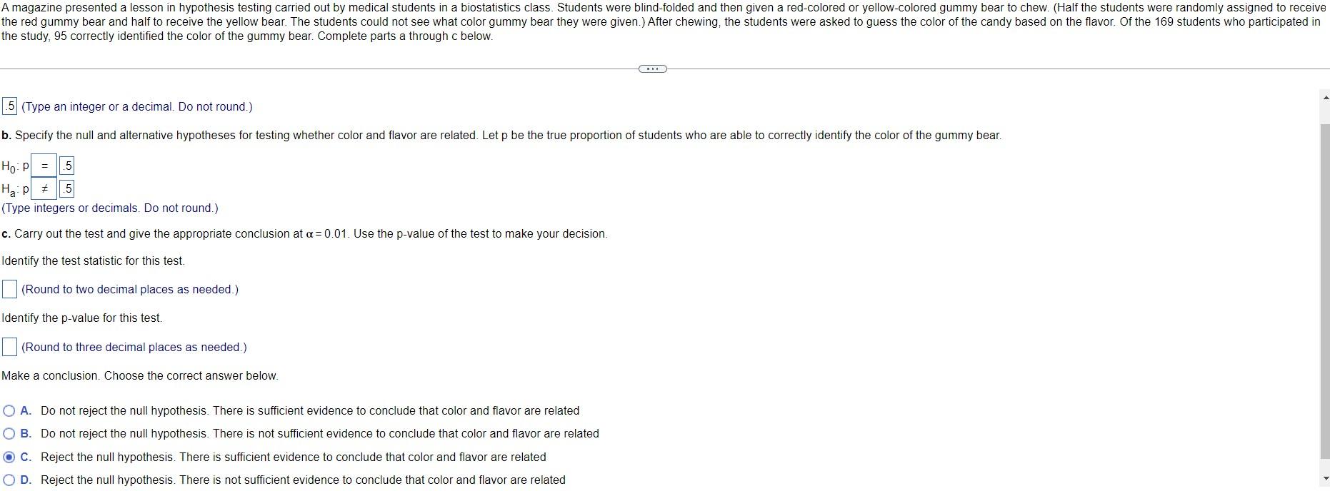 A Magazine Presented A Lesson In Hypothesis Testing Carried Out By Medical Students In A Biostatistics Class Students W 1