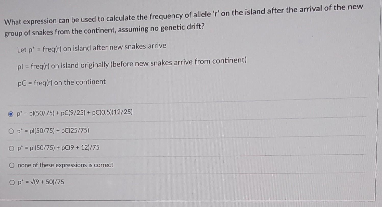An Island Population Of 50 Snakes Is Fixed For Allele V A Population On A Nearby Continent Has Alleles R Andr In Hardy 3