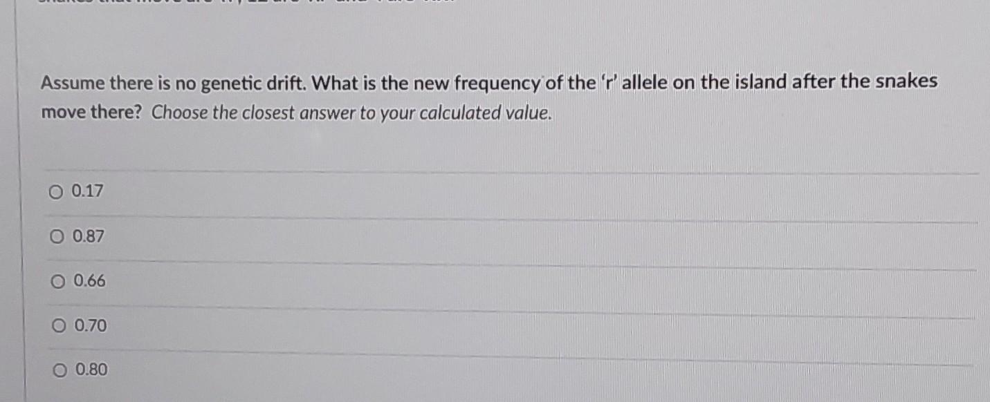 An Island Population Of 50 Snakes Is Fixed For Allele V A Population On A Nearby Continent Has Alleles R Andr In Hardy 4