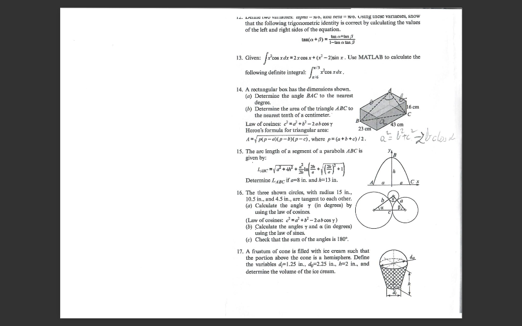 14 Luluwu Values Apre Jud Un Nera 70 Using These Variabies Snow That The Following Trigonometric Identity Is Corr 1