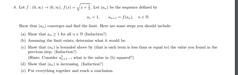 8 Let F 0 00 0 00 F 1 V2 Let An Be The Sequence Defined By Ay 1 4n 1 F A Nen Show That An C 1