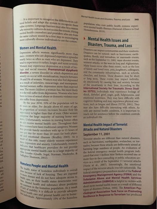 Instructions Hw 9 Mental Health Review The Special Populations Mentioned On Pages 342 345 Select 1 Of The Identified 6