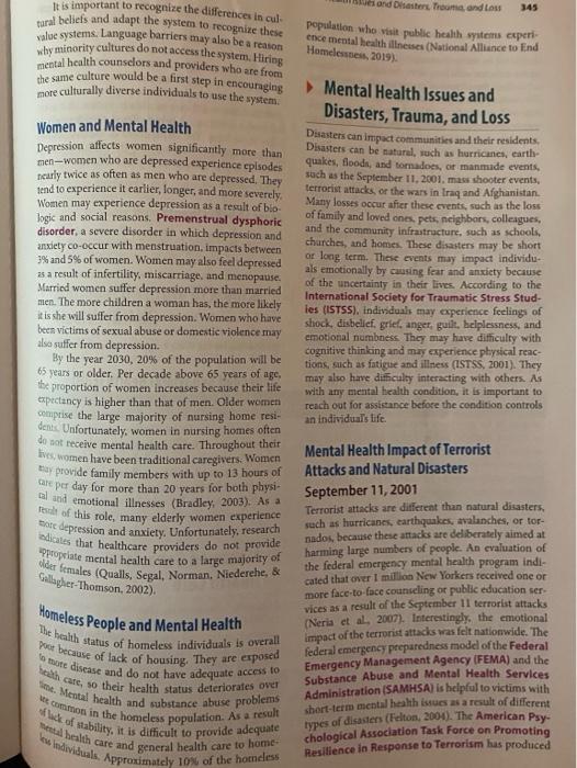 Instructions Hw 9 Mental Health Review The Special Populations Mentioned On Pages 342 345 Select 1 Of The Identified 9
