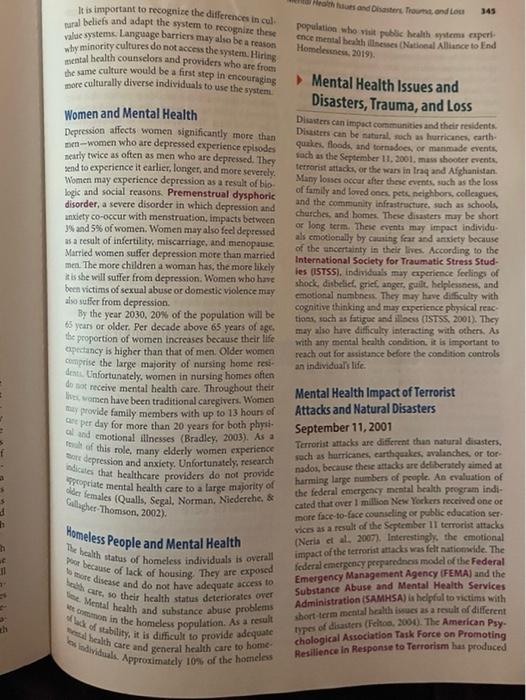Instructions Hw 9 Mental Health Review The Special Populations Mentioned On Pages 342 345 Select 1 Of The Identified 10