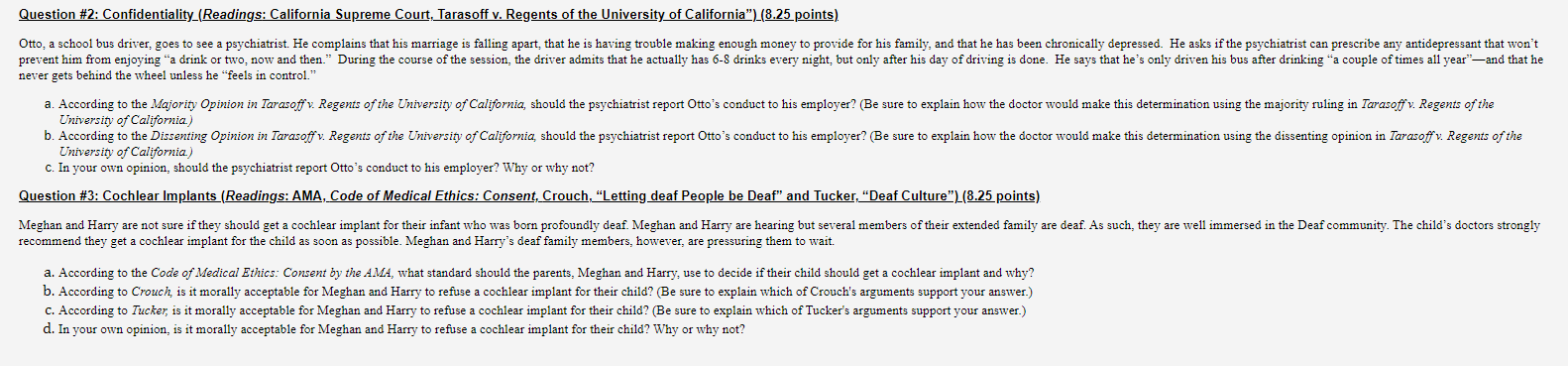 Question 2 Confidentiality Readings California Supreme Court Tarasoff V Regents Of The University Of California 1