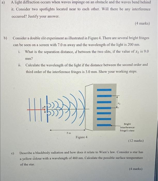 A A Light Diffraction Occurs When Waves Impinge On An Obstacle And The Waves Bend Behind It Consider Two Spotlights Lo 1