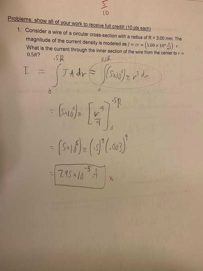 Consider A Wire Of A Circular Cross Section With A Radius Of R 3 Mm The Magnitude Of The Current Density Is Modeled A 1