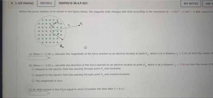 4 25 Points Details Serpse10 30 4 2 021 My Notes Asky Within The Grees Dashed Are Shown In The Figure Below The M 1