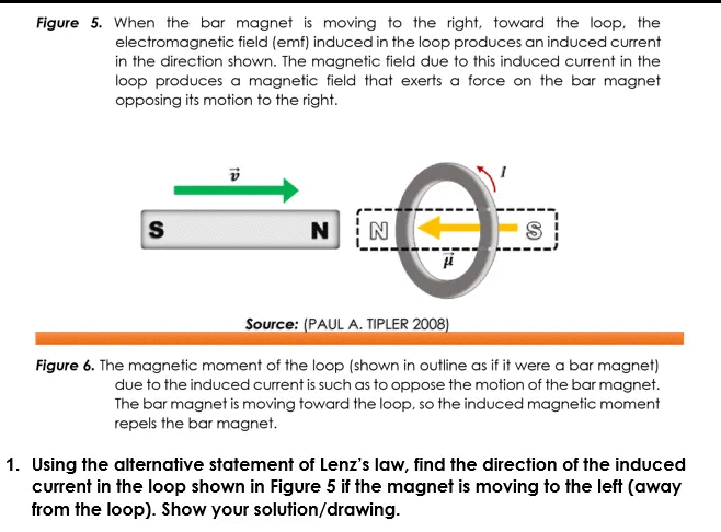 Figure 5 When The Bar Magnet Is Moving To The Right Toward The Loop The Electromagnetic Field Emf Induced In The Loo 1
