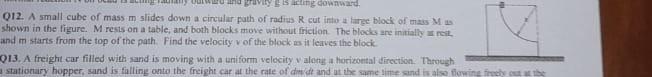 Ndry Downward 012 A Small Cube Of Mass M Slides Down A Circular Path Of Radius R Cut Into A Large Block Of Maks Shown I 1