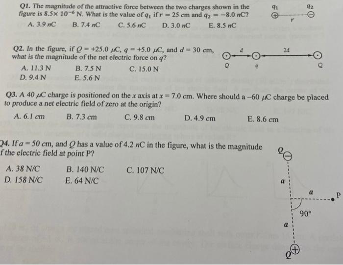 91 92 Qi The Magnitude Of The Attractive Force Between The Two Charges Shown In The Figure Is 8 5x 10 6 N What Is The 1