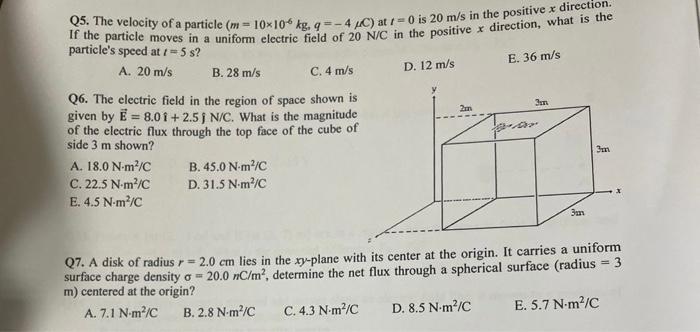 E 36 M S D 12 M S Pe The Particle Moves In A Uniform Electrice Field Of 20 Percent In The Positive Direction What Is 1