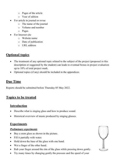 Waves And Optics Spring 2022 Project Description Singing Glasses The Project Aims At Studying The Sound Produced By Some 3