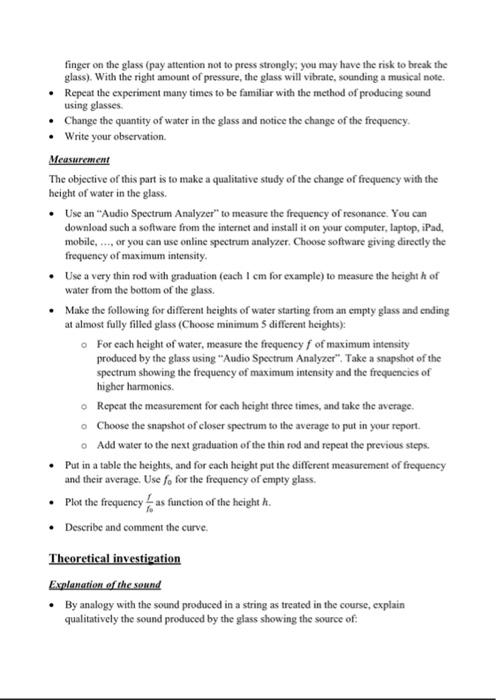 Waves And Optics Spring 2022 Project Description Singing Glasses The Project Aims At Studying The Sound Produced By Some 4