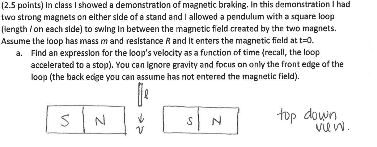 2 5 Points In Class I Showed A Demonstration Of Magnetic Braking In This Demonstration I Had Two Strong Magnets On Ei 1