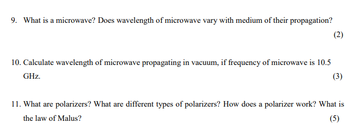9 What Is A Microwave Does Wavelength Of Microwave Vary With Medium Of Their Propagation 2 10 Calculate Wavelength 1