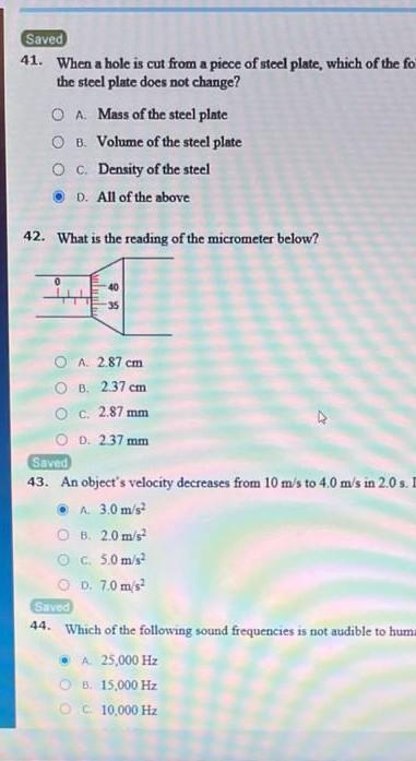 Saved 41 When A Hole Is Cut From A Piece Of Steel Plate Which Of The Fo The Steel Plate Does Not Change O A Mass Of 1