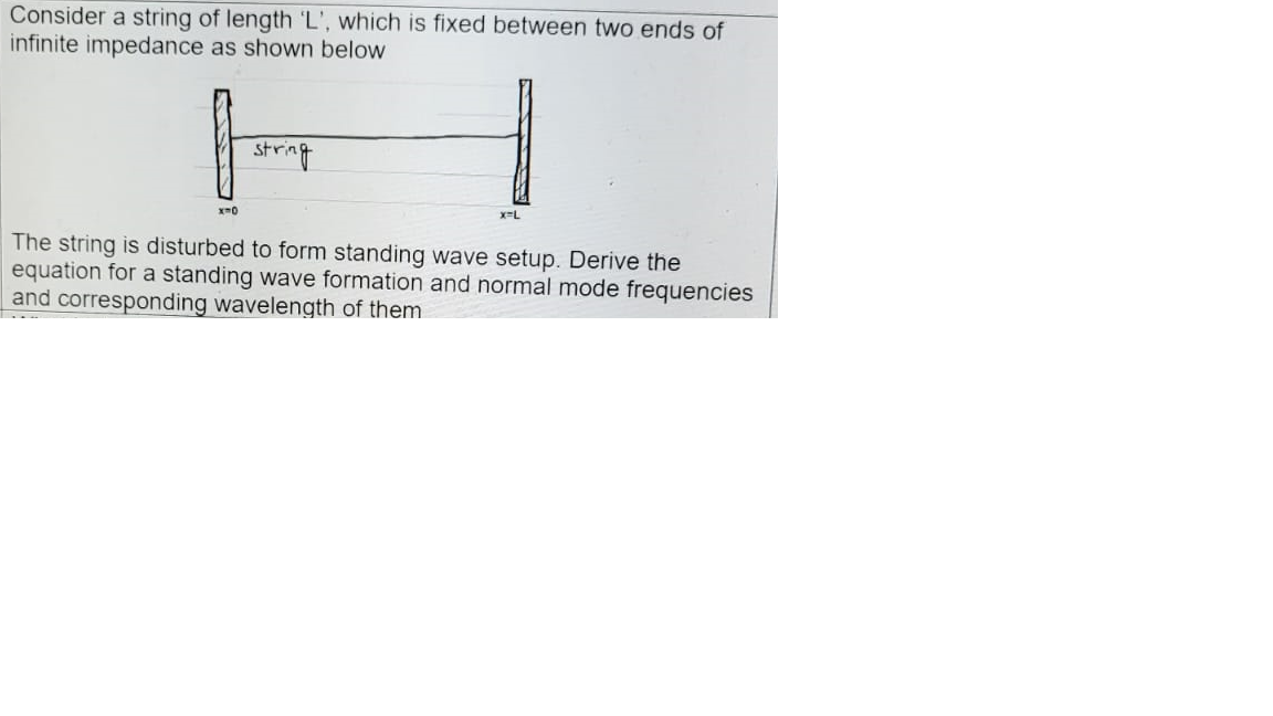 Consider A String Of Length L Which Is Fixed Between Two Ends Of Infinite Impedance As Shown Below String Xn0 Xel The 1
