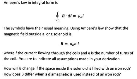 Ampere S Law In Integral Form Is B Dl Hol The Symbols Have Their Usual Meaning Using Ampere S Law Show That The Mag 1