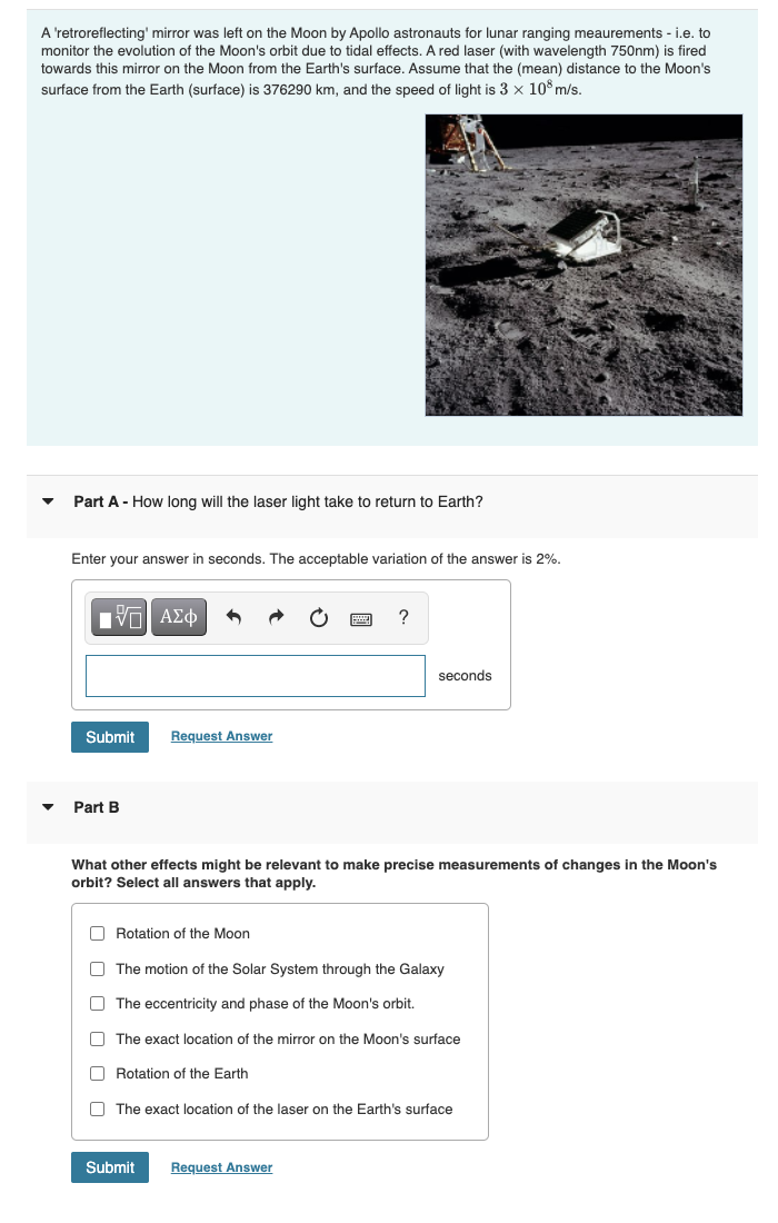 A Retroreflecting Mirror Was Left On The Moon By Apollo Astronauts For Lunar Ranging Meaurements I E To Monitor The 1