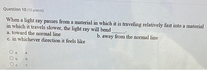 Question 9 10 Points The Diagrams Below Show Light Refracting At The Boundary Between Material 1 And Material 2 Diagr 2