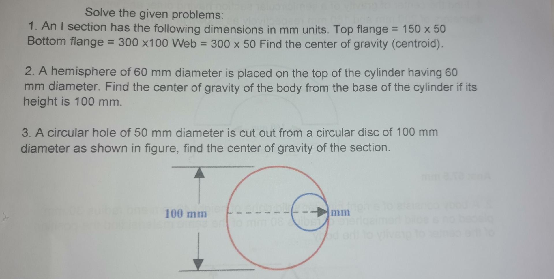Solve The Given Problems 1 An I Section Has The Following Dimensions In Mm Units Top Flange 150 X 50 Bottom Flange 1